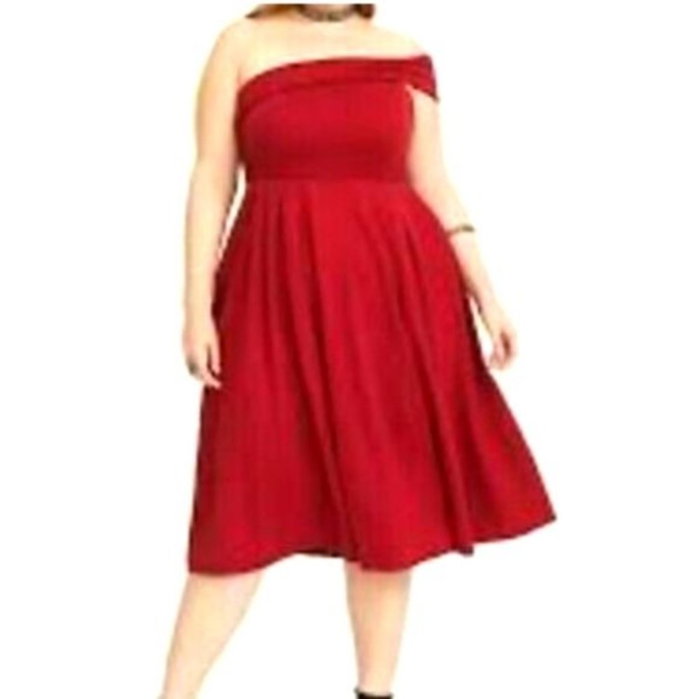 TORRID Red One Shoulder Dress Sz 12 NWT